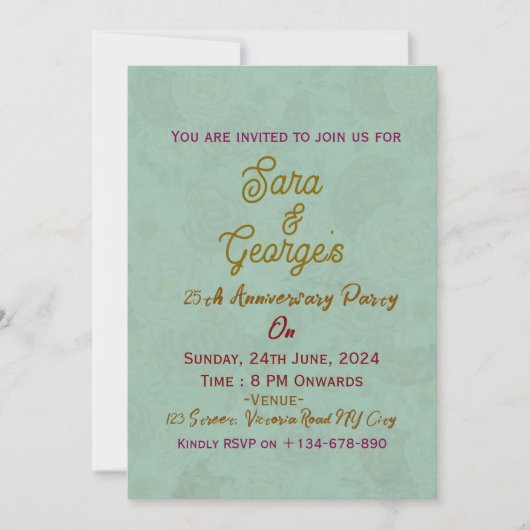 Jubileum-uitnodigingen voor bruiloft kaart (Voorkant)