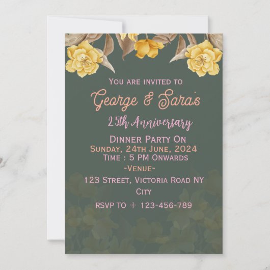 Jubileum-uitnodigingen voor bruiloft kaart (Voorkant)