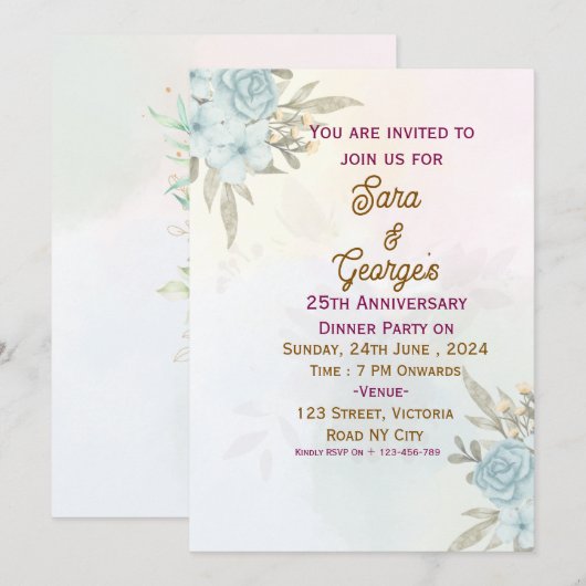 Jubileum-uitnodigingen voor bruiloft kaart (Voorkant / Achterkant)