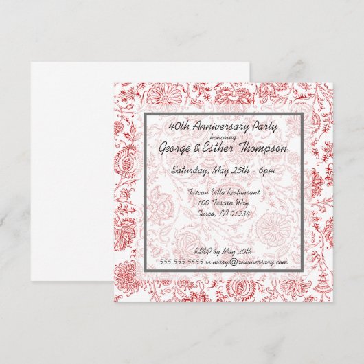 Jubileum-uitvindingen van het rode fluitenpatroon kaart (Voorkant / Achterkant)