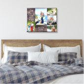 Jubileum van bruiloft Foto Collage Brown Wood Kijk Canvas Afdruk (Insitu (Slaapkamer))