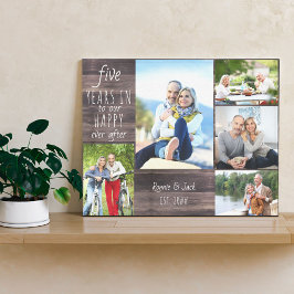 Jubileum van bruiloft Foto Collage Brown Wood Kijk Canvas Afdruk