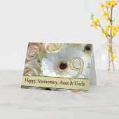 Jubileum van de 9de bruiloft Tante en oomroze roze Kaart (Gele Bloem)