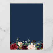 Jubileum van de Bourgogne Floral Geometric Wedding Folie Uitnodiging (Achterkant)