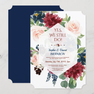 Jubileum van de Bourgogne Floral Geometric Wedding Kaart