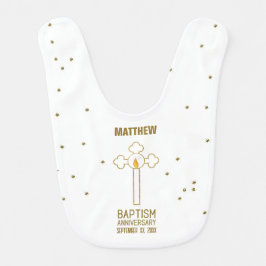 Jubileum van de doop Gouden Kruis Gepersonaliseerd Baby Slabbetje