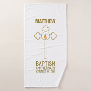 Jubileum van de doop Gouden Kruis Gepersonaliseerd Badhanddoek