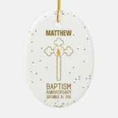 Jubileum van de doop Gouden Kruis Gepersonaliseerd Keramisch Ornament (Voorkant)