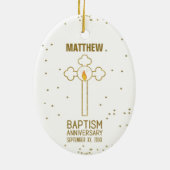 Jubileum van de doop Gouden Kruis Gepersonaliseerd Keramisch Ornament (Achterkant)