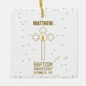 Jubileum van de doop Gouden Kruis Gepersonaliseerd Keramisch Ornament (Voorkant)