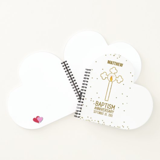 Jubileum van de doop Gouden Kruis Gepersonaliseerd Notitieboek (Binnen)
