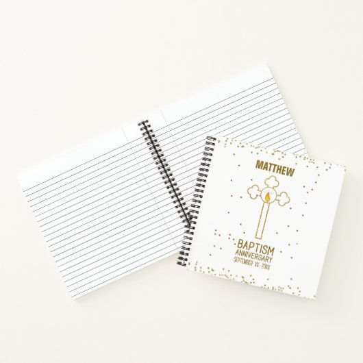Jubileum van de doop Gouden Kruis Gepersonaliseerd Notitieboek (Binnen)