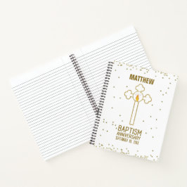Jubileum van de doop Gouden Kruis Gepersonaliseerd Notitieboek