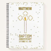 Jubileum van de doop Gouden Kruis Gepersonaliseerd Notitieboek (Voorkant)