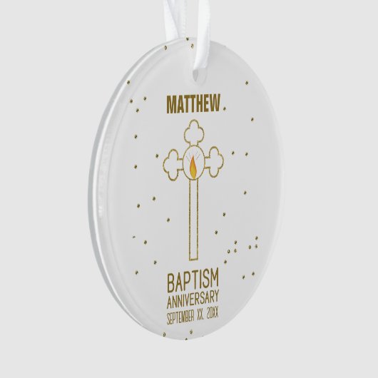 Jubileum van de doop Gouden Kruis Gepersonaliseerd Ornament (voorkant)