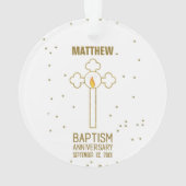 Jubileum van de doop Gouden Kruis Gepersonaliseerd Ornament (achterkant)