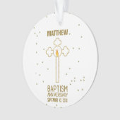 Jubileum van de doop Gouden Kruis Gepersonaliseerd Ornament (voorkant)