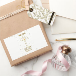 Jubileum van de doop Gouden Kruis Gepersonaliseerd Rechthoekige Sticker