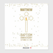 Jubileum van de doop Gouden Kruis Gepersonaliseerd Sticker (Vel)