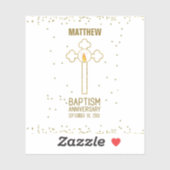 Jubileum van de doop Gouden Kruis Gepersonaliseerd Sticker (Vel)