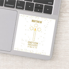 Jubileum van de doop Gouden Kruis Gepersonaliseerd Sticker