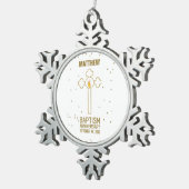 Jubileum van de doop Gouden Kruis Gepersonaliseerd Tin Sneeuwvlok Ornament (Rechts)
