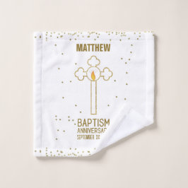 Jubileum van de doop Gouden Kruis Gepersonaliseerd Washandje
