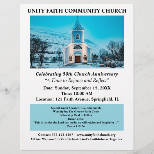 Jubileum van de kerk flyer (Voorkant)