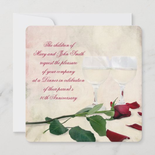 Jubileum van de wijnpartij en de Roos Kaart (Voorkant)