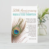 Jubileum van een pauw kaart (Staand voorkant)