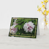 Jubileum van eerste bruiloft wil peonies Elegant Kaart (Gele Bloem)