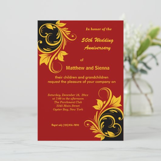 Jubileum van goudzonden kaart (Staand voorkant)