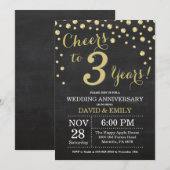 Jubileum van het derde huwelijk: Chalkboard Black Kaart (Voorkant / Achterkant)