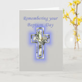 Jubileum van het doopkruis en de vlinder kaart (Gele Bloem)