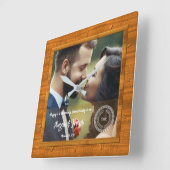 Jubileum van het eerste huwelijk Foto Wood Texlock Vierkante Klok (Hoek)