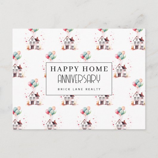 Jubileum van het huis Huis Ballonnen Vastgoed Briefkaart (Voorkant)