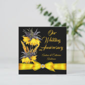 Jubileum van het huwelijk Exotic Yellow Floral Bla Kaart (Staand voorkant)