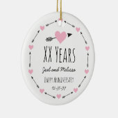 Jubileum van het huwelijk op persoonlijke titel keramisch ornament (Rechts)