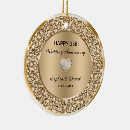 Jubileum van het Koperdiamanten-huwelijk Keramisch Ornament (Rechts)