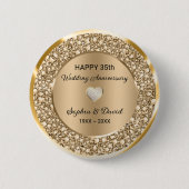 Jubileum van het Koperdiamanten-huwelijk Ronde Button 5,7 Cm (Voorkant)