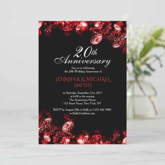 Jubileum van het prachtige Rooddiamanthuwelijk Kaart (Staand voorkant)