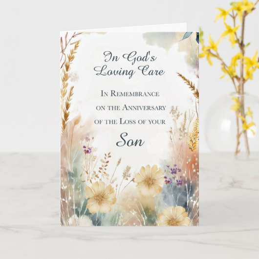 Jubileum van het verlies van de zoon kaart (Gele Bloem)
