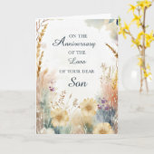 Jubileum van het verlies van een zoon met wilde bl kaart (Gele Bloem)