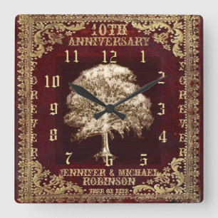 Jubileum  van levensboom vierkante klok