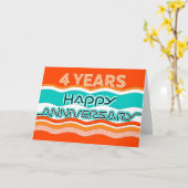 Jubileum van medewerkers 4 jaar kleurrijke golven kaart (Gele Bloem)