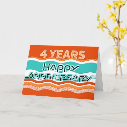 Jubileum van medewerkers 4 jaar kleurrijke golven kaart (Gele Bloem)