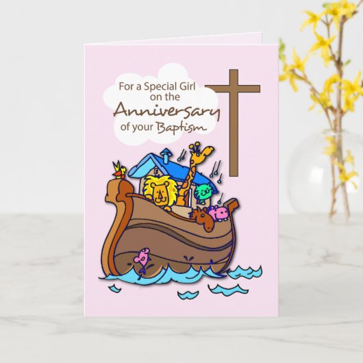 Jubileum van Noah van het Meisje van het Doopsel Kaart (Gele Bloem)