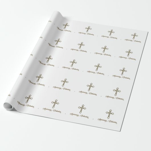 Jubileum van Ordination, Cross on Starburst Cadeaupapier (Uitgerold)
