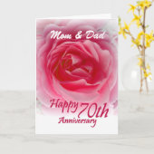 Jubileum van OUDERS zeventigste met Roze nam toe Kaart (Gele Bloem)