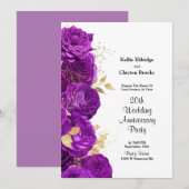 Jubileum van Paarse en goudbloedige bruiloft Kaart (Voorkant / Achterkant)